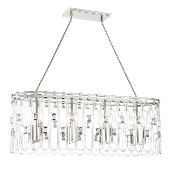 Charming 8-Light Island Chandelier in Polished Nickel - Image 6
