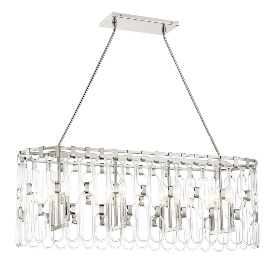 Charming 8-Light Island Chandelier in Polished Nickel - Image 6