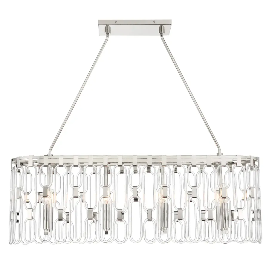 Charming 8-Light Island Chandelier in Polished Nickel - Image 8
