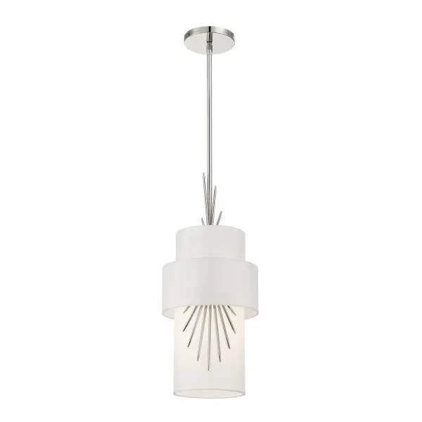 The Gramercy by Robin Baron brings sophisticated simplicity to compact spaces. Its polished nickel finish and white silk shade create a refined focal point perfect for kitchen islands, powder rooms, or intimate dining areas.
