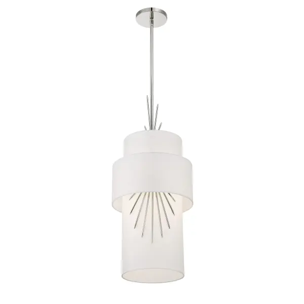 The Gramercy mini pendant by Robin Baron combines sophisticated simplicity with refined materials. Its polished nickel finish and white silk shade create a clean, elegant look perfect for modern and transitional spaces.