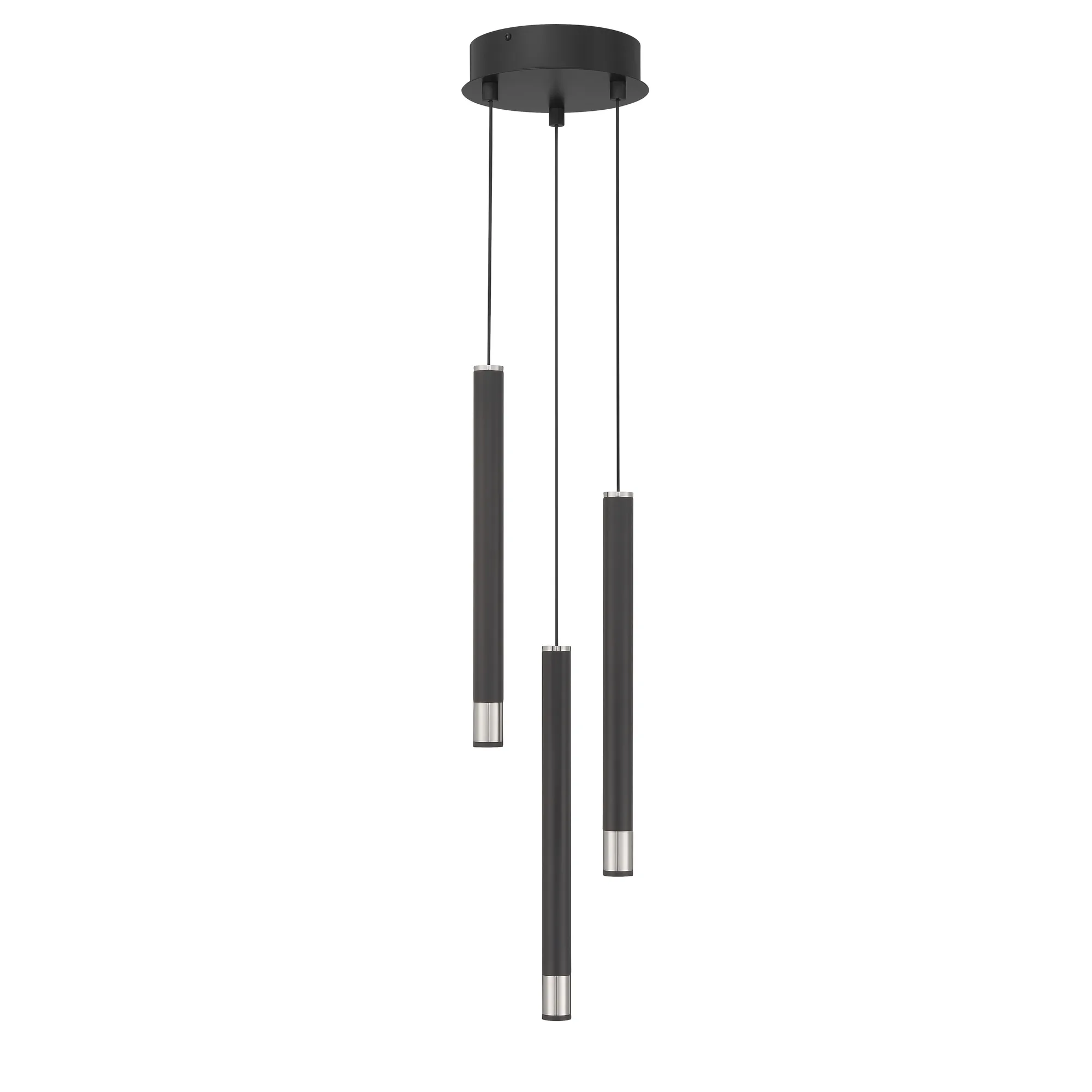 Wand LED 3-Light Pan Pendant in Brushed Nickel and Coal