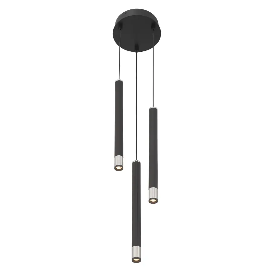 Wand LED 3-Light Pan Pendant in Brushed Nickel and Coal - Image 2