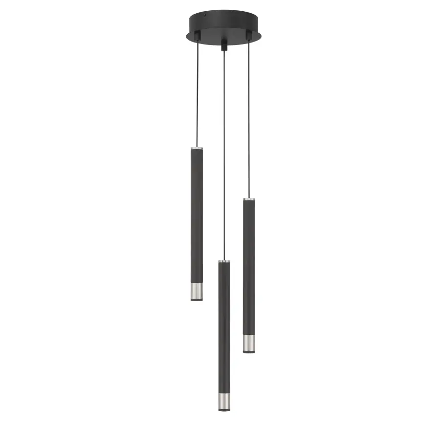 Wand LED 3-Light Pan Pendant in Brushed Nickel and Coal - Image 3