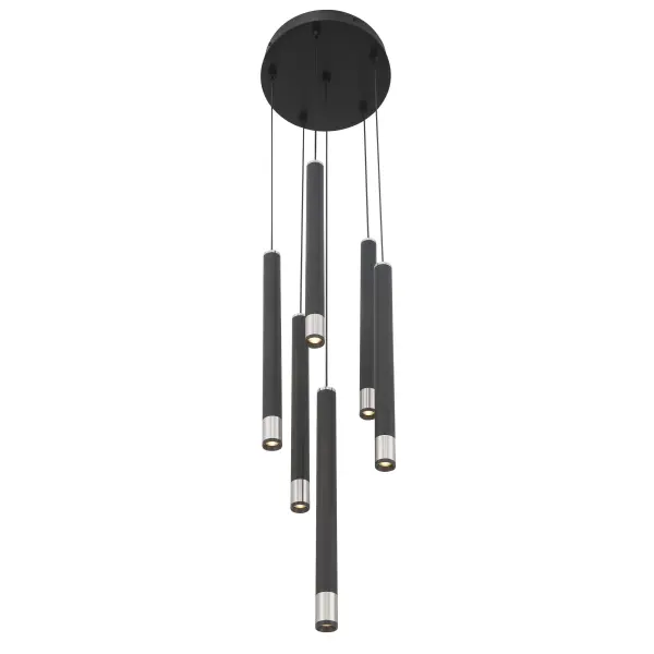 Wand 6-Light LED Pendant in Coal and Brushed Nickel - Image 4