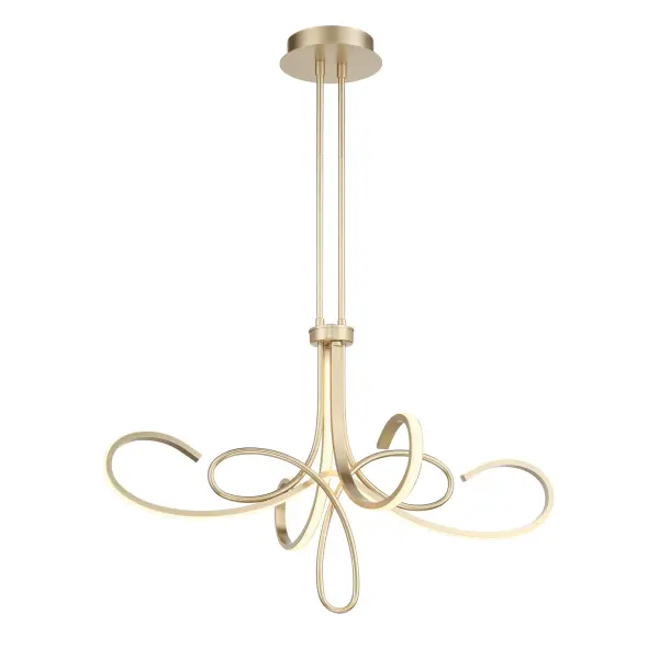 The Astor chandelier by Robin Baron combines contemporary design with energy-efficient LED technology. Its 32-inch width and soft gold finish create an elegant focal point for modern interiors.