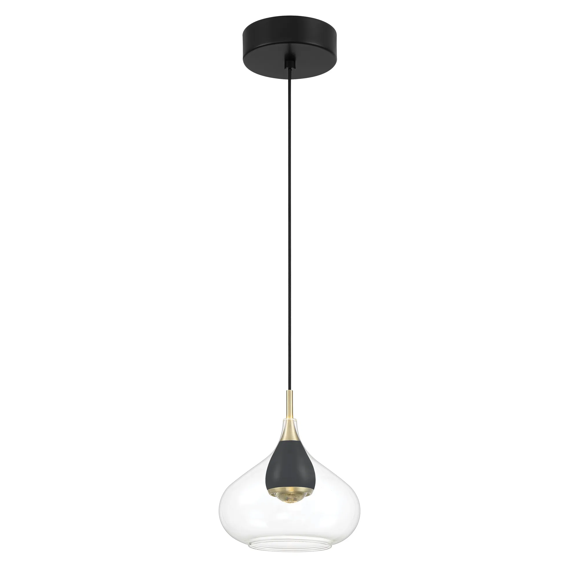 Arabesque 8" LED Mini Pendant in Coal and Brushed Gold