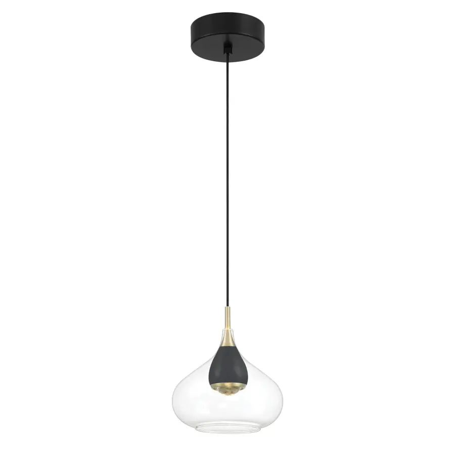 Arabesque 8" LED Mini Pendant in Coal and Brushed Gold - Image 1