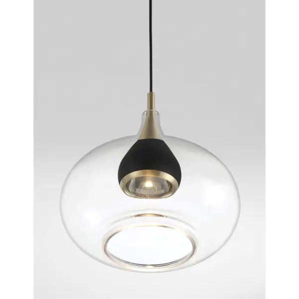 The Arabesque mini pendant combines contemporary styling with practical LED efficiency. Its compact 8-inch size and dual Coal/Brushed Gold finish make it ideal for task lighting or clustered installations. - alternate view