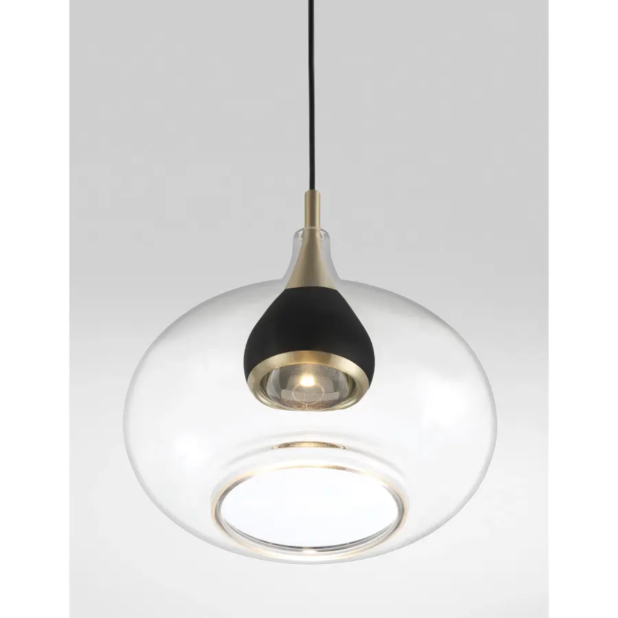 Arabesque 8" LED Mini Pendant in Coal and Brushed Gold - Image 2