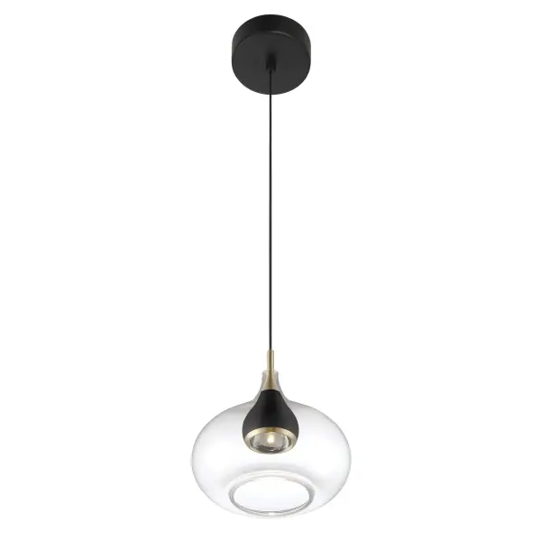 Arabesque 8" LED Mini Pendant in Coal and Brushed Gold - Image 3
