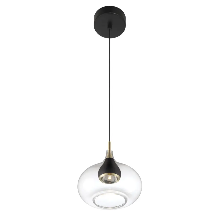 Arabesque 8" LED Mini Pendant in Coal and Brushed Gold - Image 3