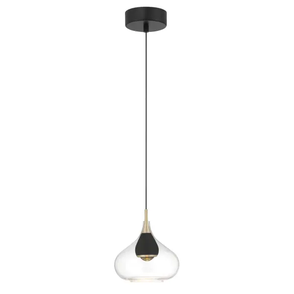 Arabesque 8" LED Mini Pendant in Coal and Brushed Gold - Image 4