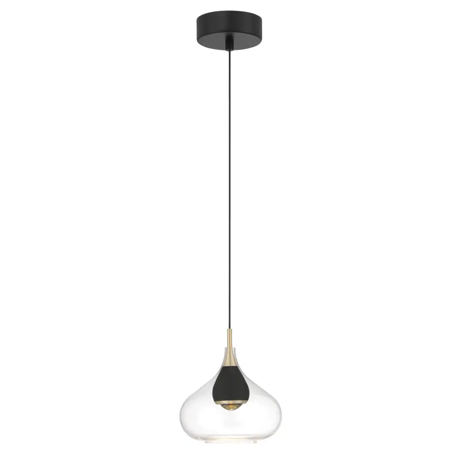 Arabesque 8" LED Mini Pendant in Coal and Brushed Gold - Image 4