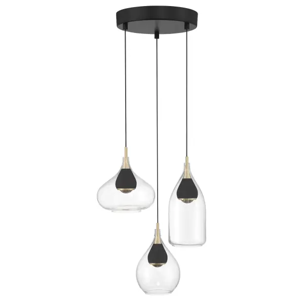 The Arabesque LED pendant combines contemporary styling with premium finishes. Its coal and brushed gold two-tone finish creates visual interest, while the 98 CRI LED delivers exceptional color accuracy. Compact at 14.25" wide, it's ideal for smaller spaces. - alternate view