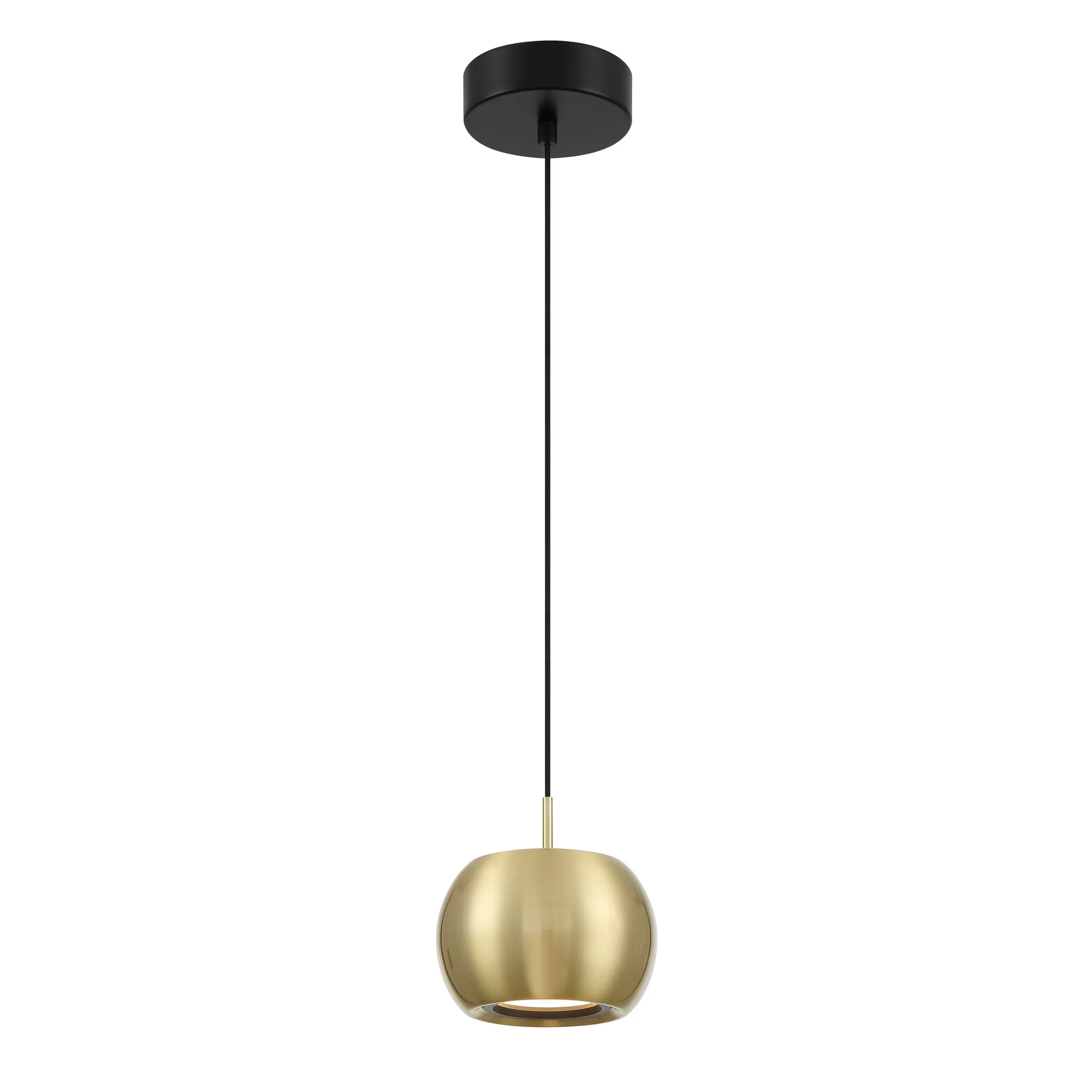 Halo 5.75" LED Mini Pendant in Coal and Brushed Gold
