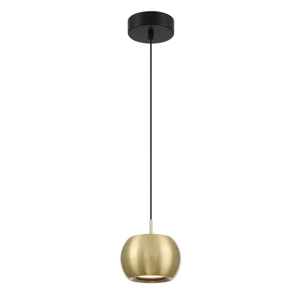 Halo 5.75" LED Mini Pendant in Coal and Brushed Gold - Image 1