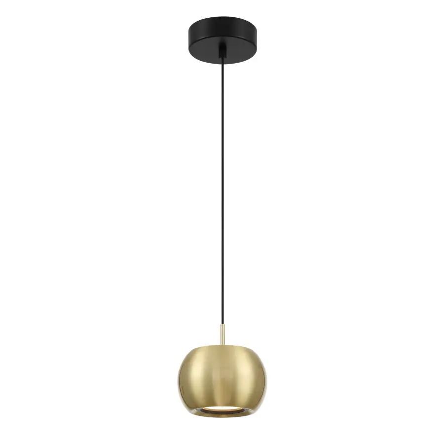 Halo 5.75" LED Mini Pendant in Coal and Brushed Gold - Image 1