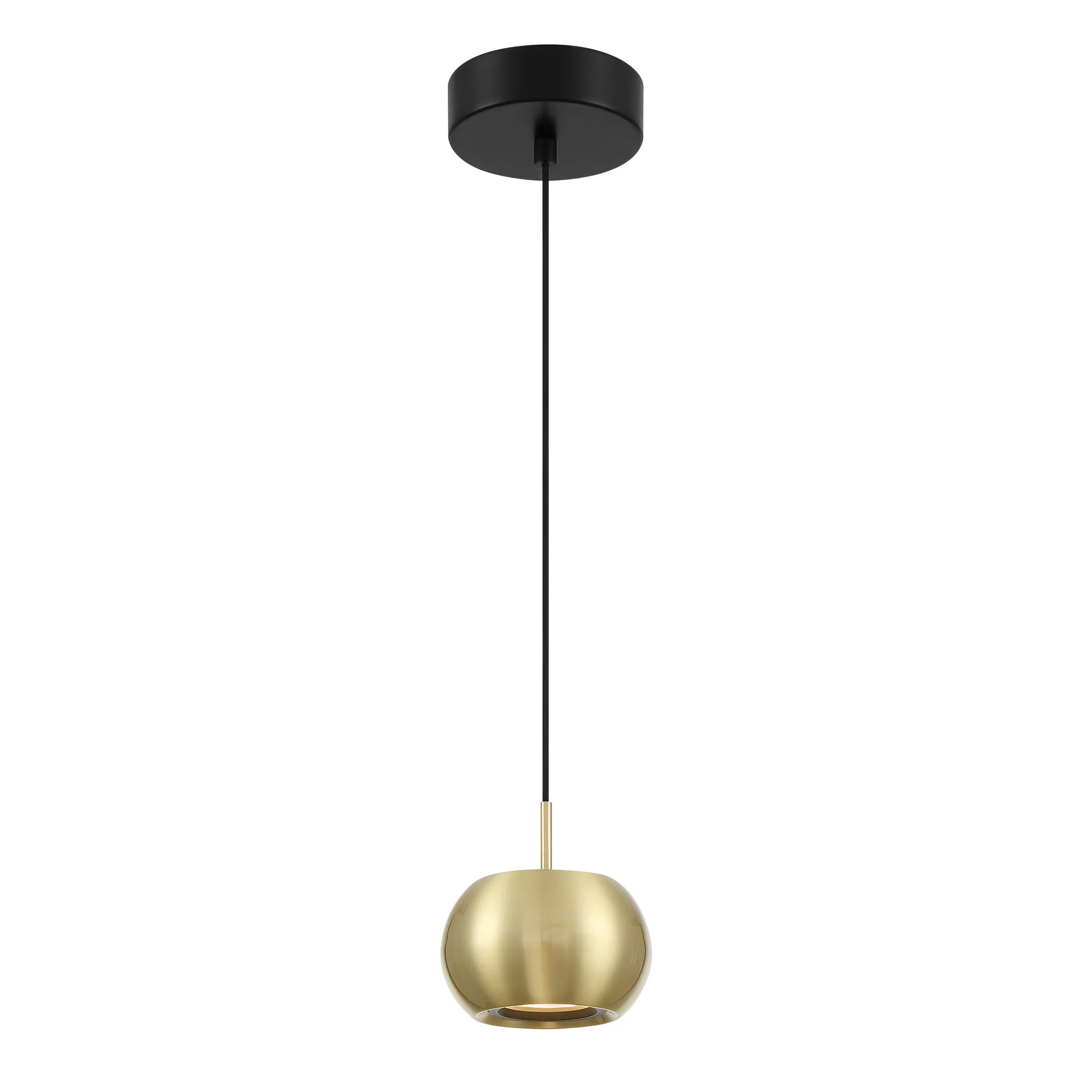 Halo LED Mini Pendant in Coal and Brushed Gold