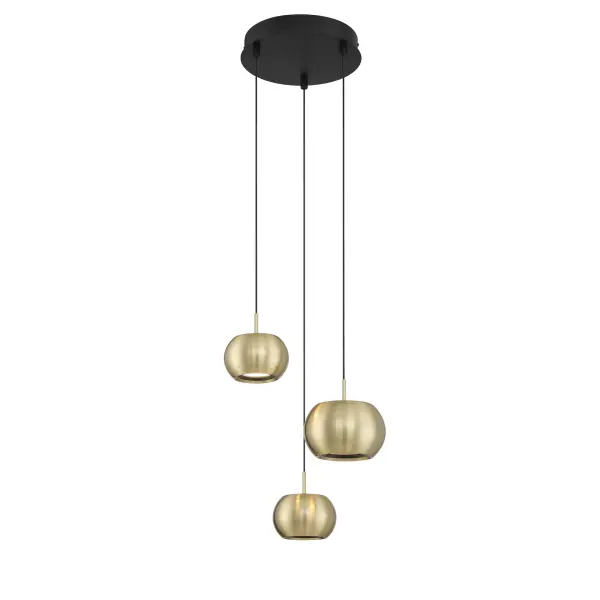Halo 3-Light LED Pan Pendant in Coal and Brushed Gold - Image 1