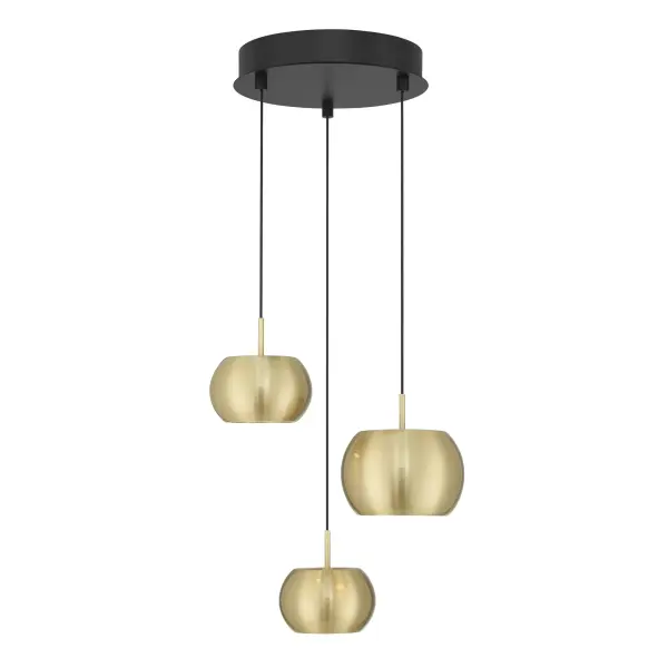 Halo 3-Light LED Pan Pendant in Coal and Brushed Gold - Image 2