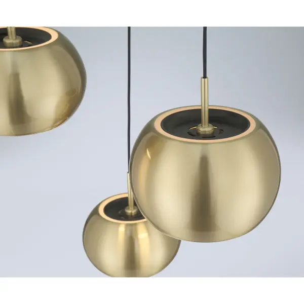 Halo 3-Light LED Pan Pendant in Coal and Brushed Gold - Image 3
