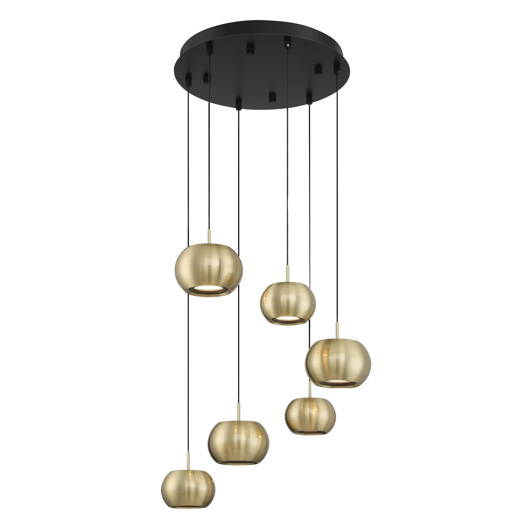 Halo 6-Light LED Pan Pendant in Coal and Brushed Gold