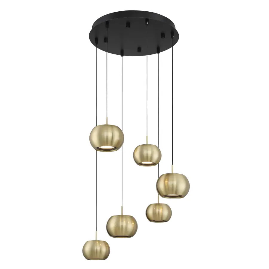 Halo 6-Light LED Pan Pendant in Coal and Brushed Gold - Image 1