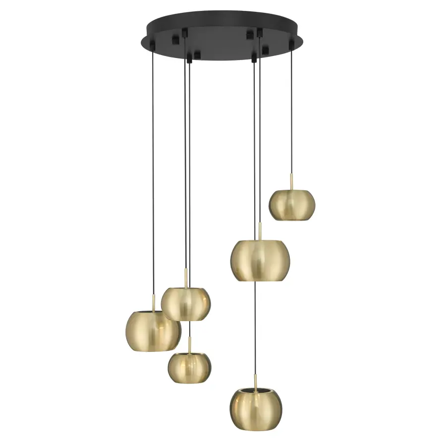 Halo 6-Light LED Pan Pendant in Coal and Brushed Gold - Image 3