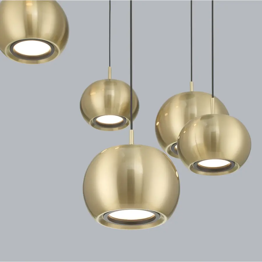 Halo 6-Light LED Pan Pendant in Coal and Brushed Gold - Image 4