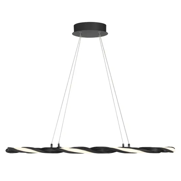 The Convolution pendant delivers contemporary style with its slim 37-inch profile and coal black finish. High-output LED with excellent 94 CRI provides beautiful task lighting for dining and work surfaces. - alternate view
