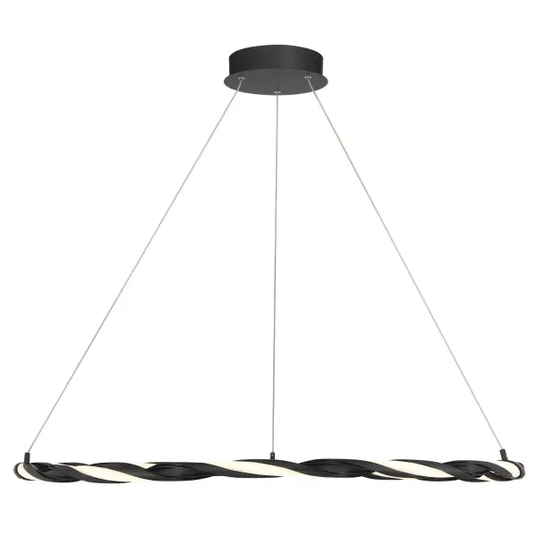 The Convolution pendant delivers modern sophistication with its slim 36-inch profile and coal black finish. High CRI of 94 ensures accurate color representation, while integrated LED technology provides energy-efficient illumination. - alternate view