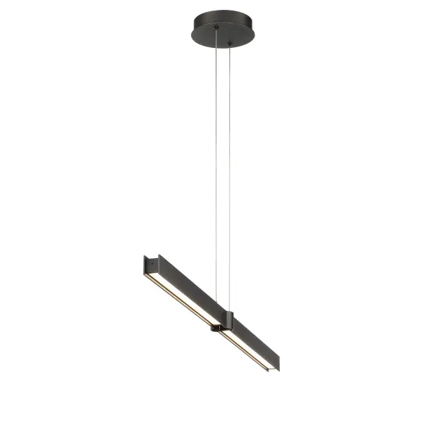 The Structure pendant delivers clean, contemporary style with its 40-inch linear profile and smoked iron finish. Integrated LED technology provides bright, energy-efficient illumination with excellent color rendering.