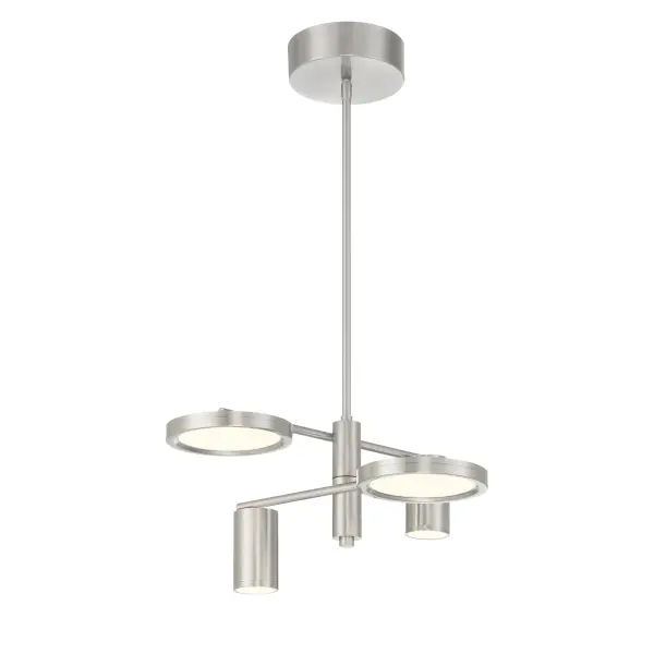 The Swivel chandelier offers contemporary style with practical flexibility. Its adjustable swivel mechanism allows you to direct light exactly where needed, while the brushed nickel finish and clean lines complement modern interiors.