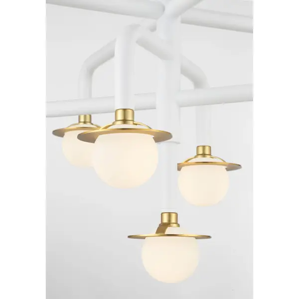 Tubular 11-Light Chandelier in Matte White with Honey Gold - Image 4