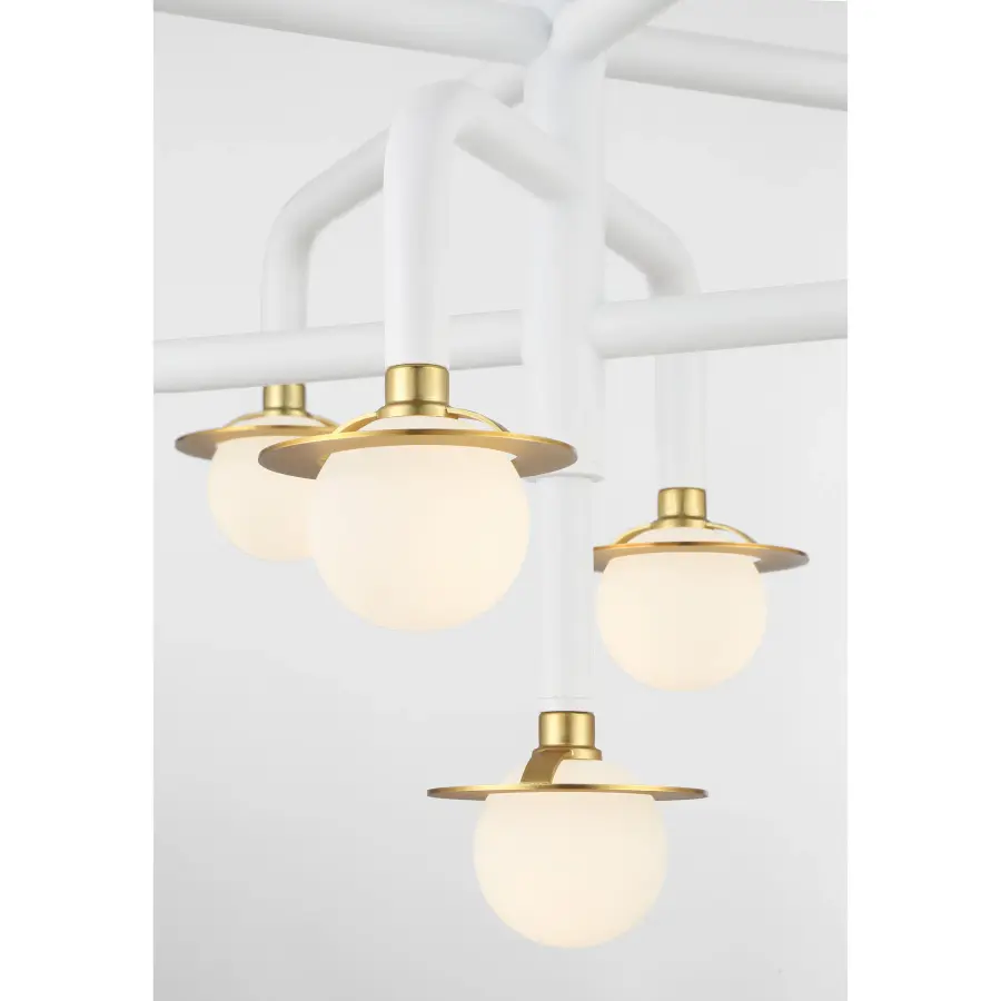 Tubular 11-Light Chandelier in Matte White with Honey Gold - Image 4