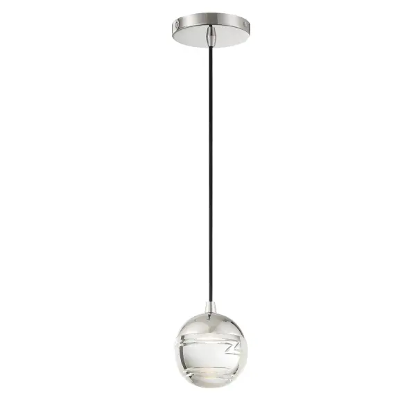 The Hail mini pendant combines sleek contemporary styling with practical LED efficiency. Its compact 4-inch width and polished nickel finish make it perfect for tight spaces requiring focused task lighting or as part of a multi-pendant installation.