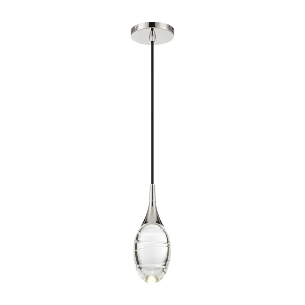The Hail LED mini pendant combines contemporary styling with efficient LED technology. Its compact 4.25" width and polished nickel finish make it ideal for task lighting or clustered installations over islands and counters.