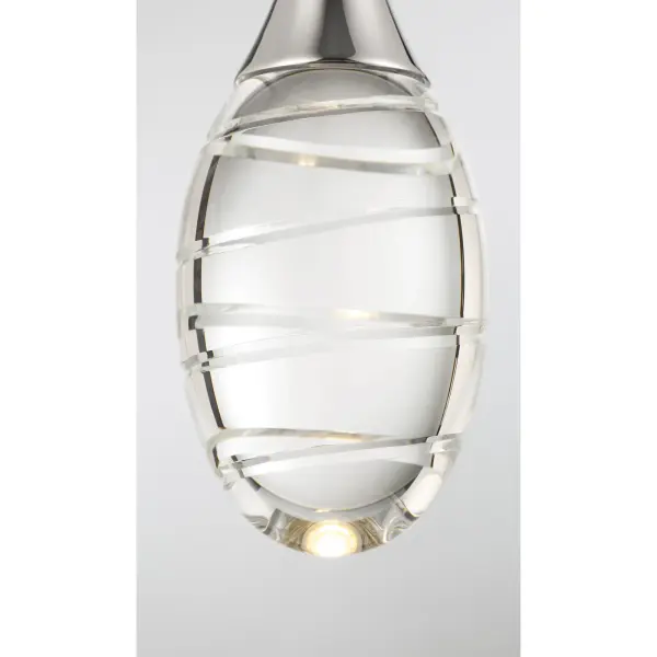 The Hail LED mini pendant combines contemporary styling with efficient LED technology. Its compact 4.25" width and polished nickel finish make it ideal for task lighting or clustered installations over islands and counters. - alternate view