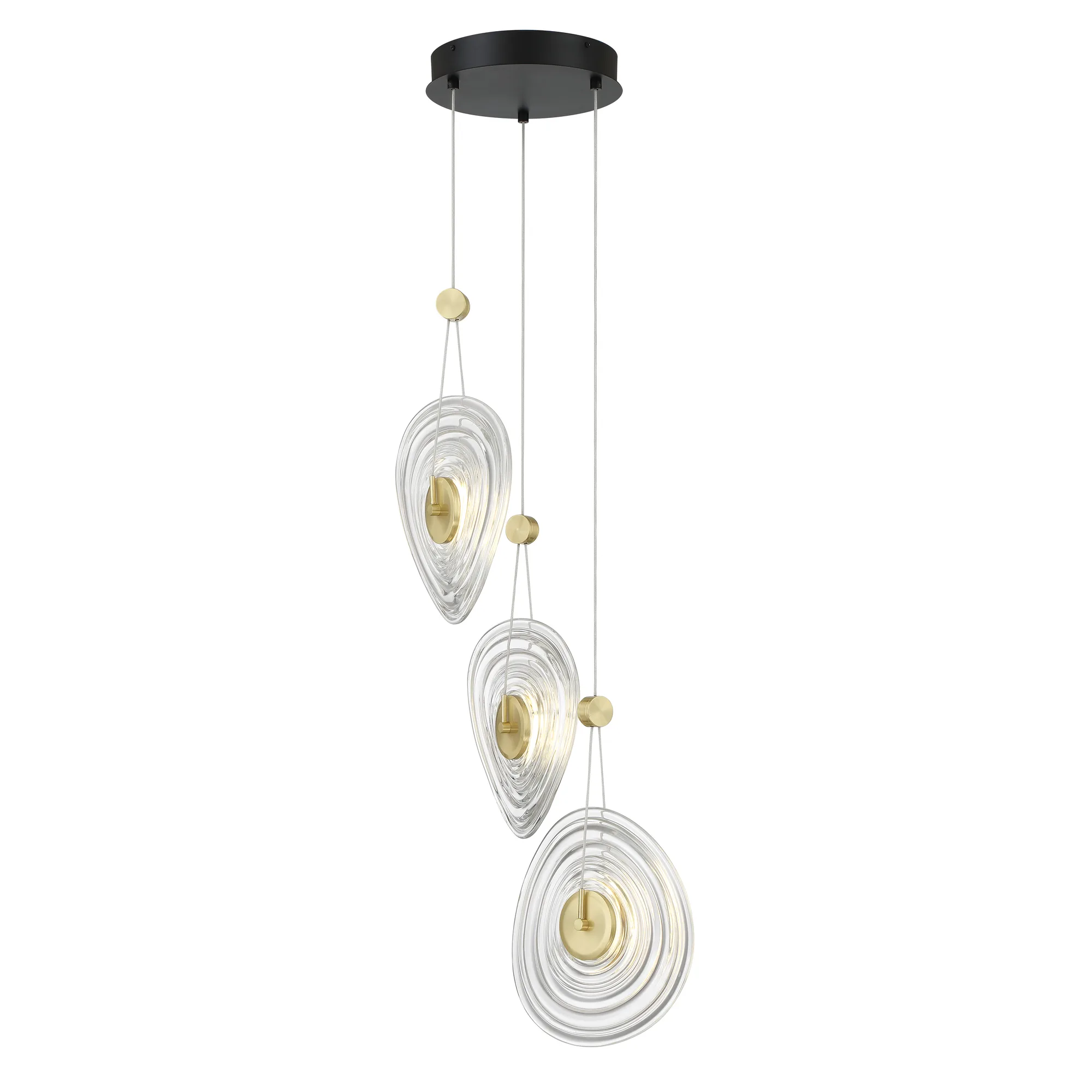 Topknot 3-Light LED Pendant in Coal and Brushed Gold