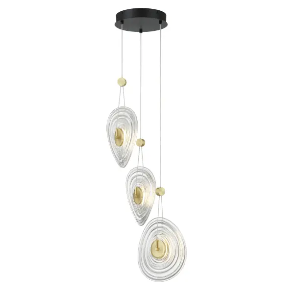 The Topknot pendant combines industrial-inspired coal finish with warm brushed gold accents and hand-pressed glass shades. Its compact 13.75-inch width makes it perfect for smaller spaces while delivering impressive 740+ lumens of high-CRI LED light.