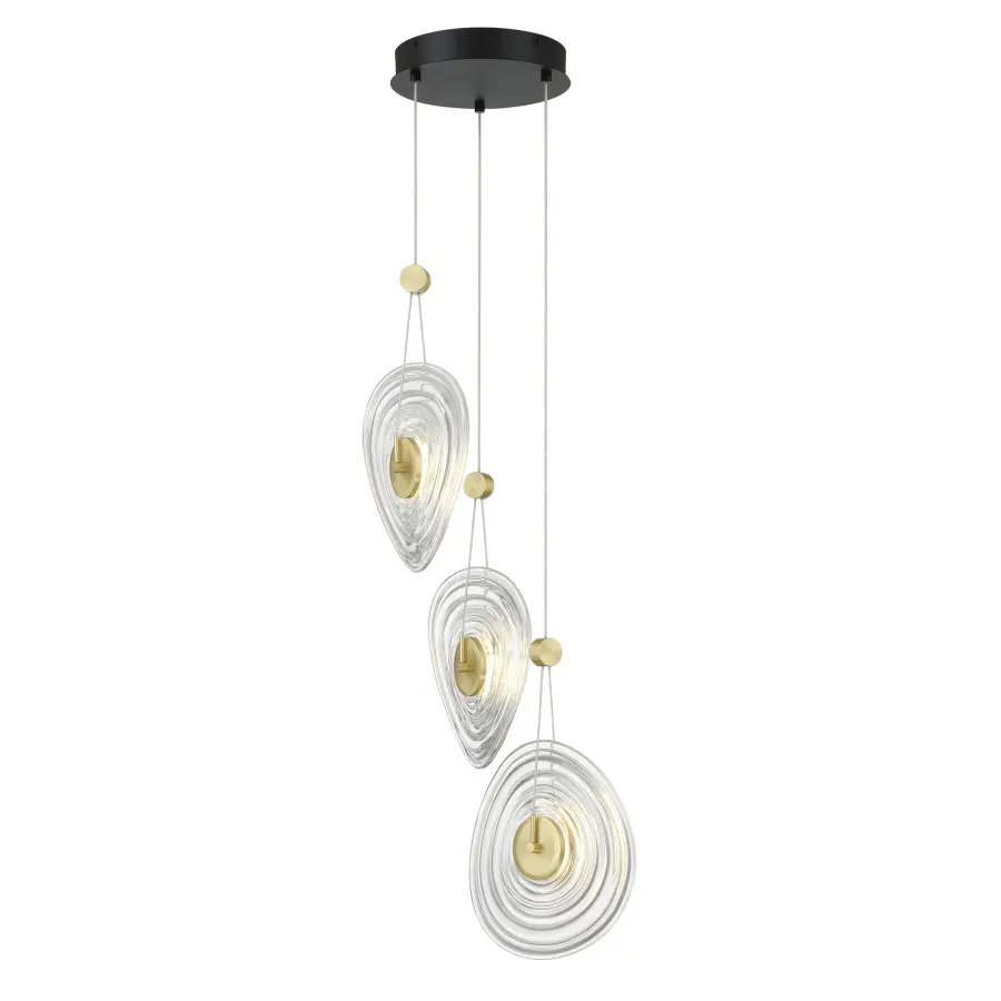 Topknot 3-Light LED Pendant in Coal and Brushed Gold - Image 1