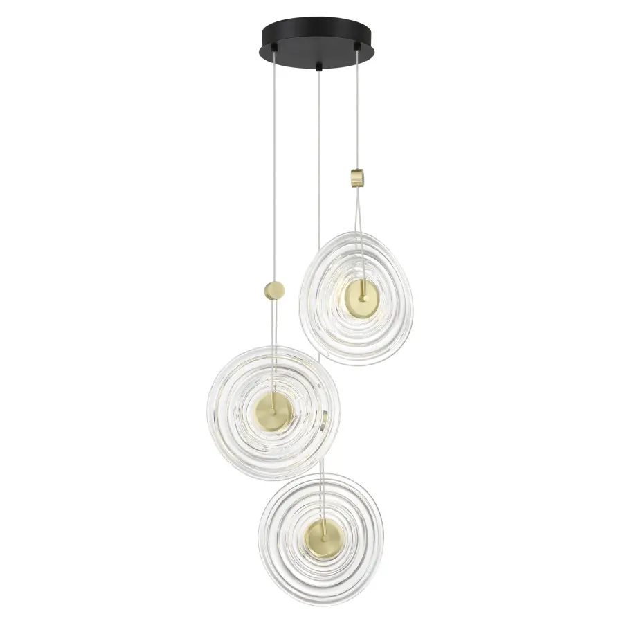 Topknot 3-Light LED Pendant in Coal and Brushed Gold - Image 2