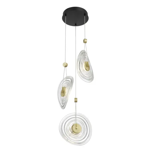 Topknot 3-Light LED Pendant in Coal and Brushed Gold - Image 6