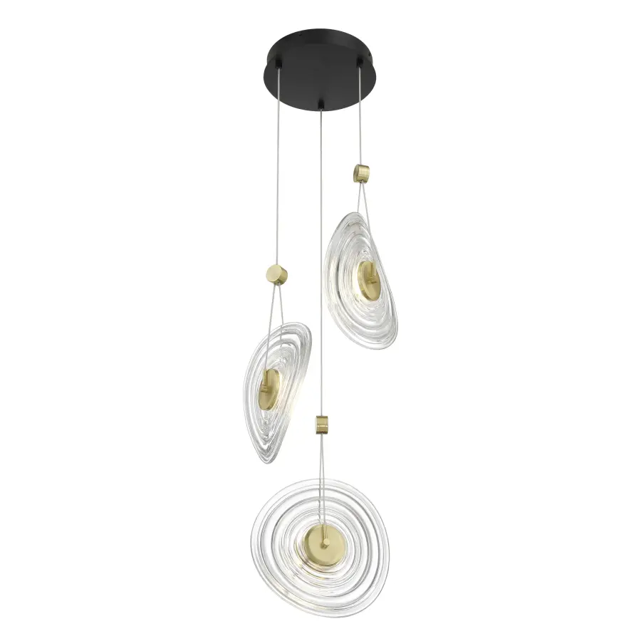 Topknot 3-Light LED Pendant in Coal and Brushed Gold - Image 6