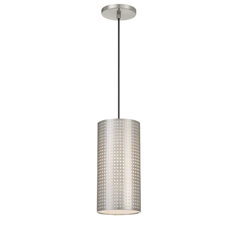 Compact Industrial-Chic Pendant with Perforated Steel Design