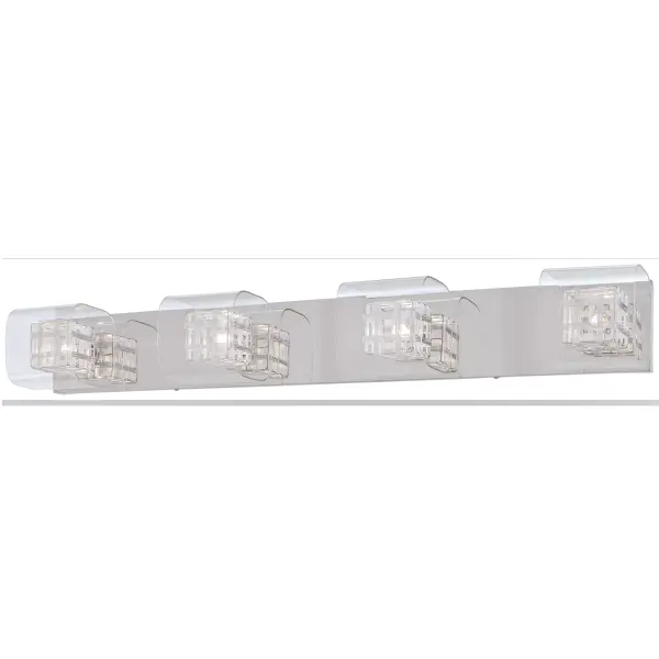 The Jewel Box 4-Light Bath combines sleek chrome finish with industrial-inspired aluminum cage shades and clear glass. At 36.75 inches wide, it provides excellent illumination for medium to large vanities with a contemporary edge. - alternate view