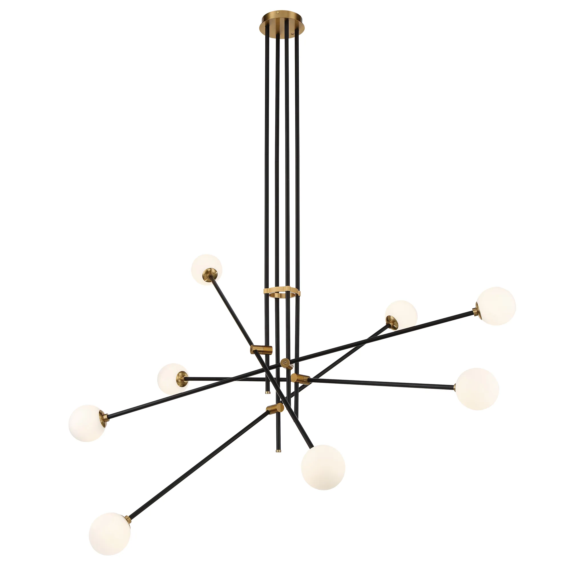 Cosmet 8-Light Linear Pendant in Coal Black and Aged Brass