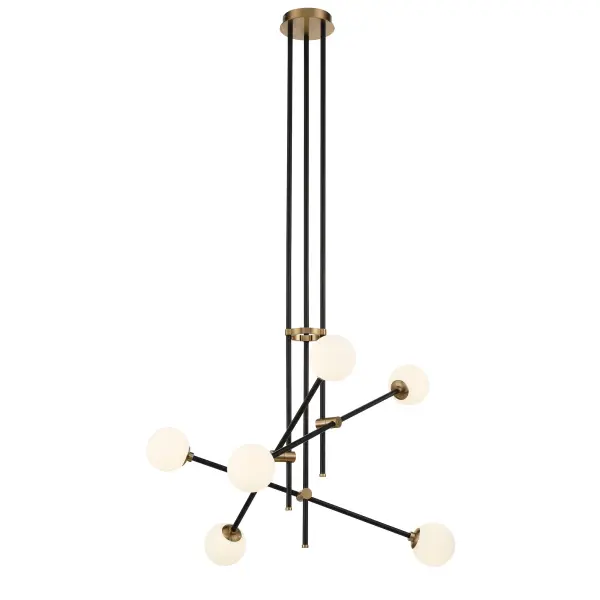 Cosmet 6-Light Pendant in Coal Black and Aged Brass