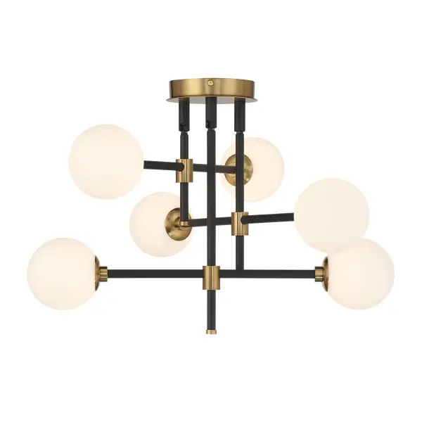 Cosmet 6-Light Flush Mount in Coal and Aged Brass - Image 3